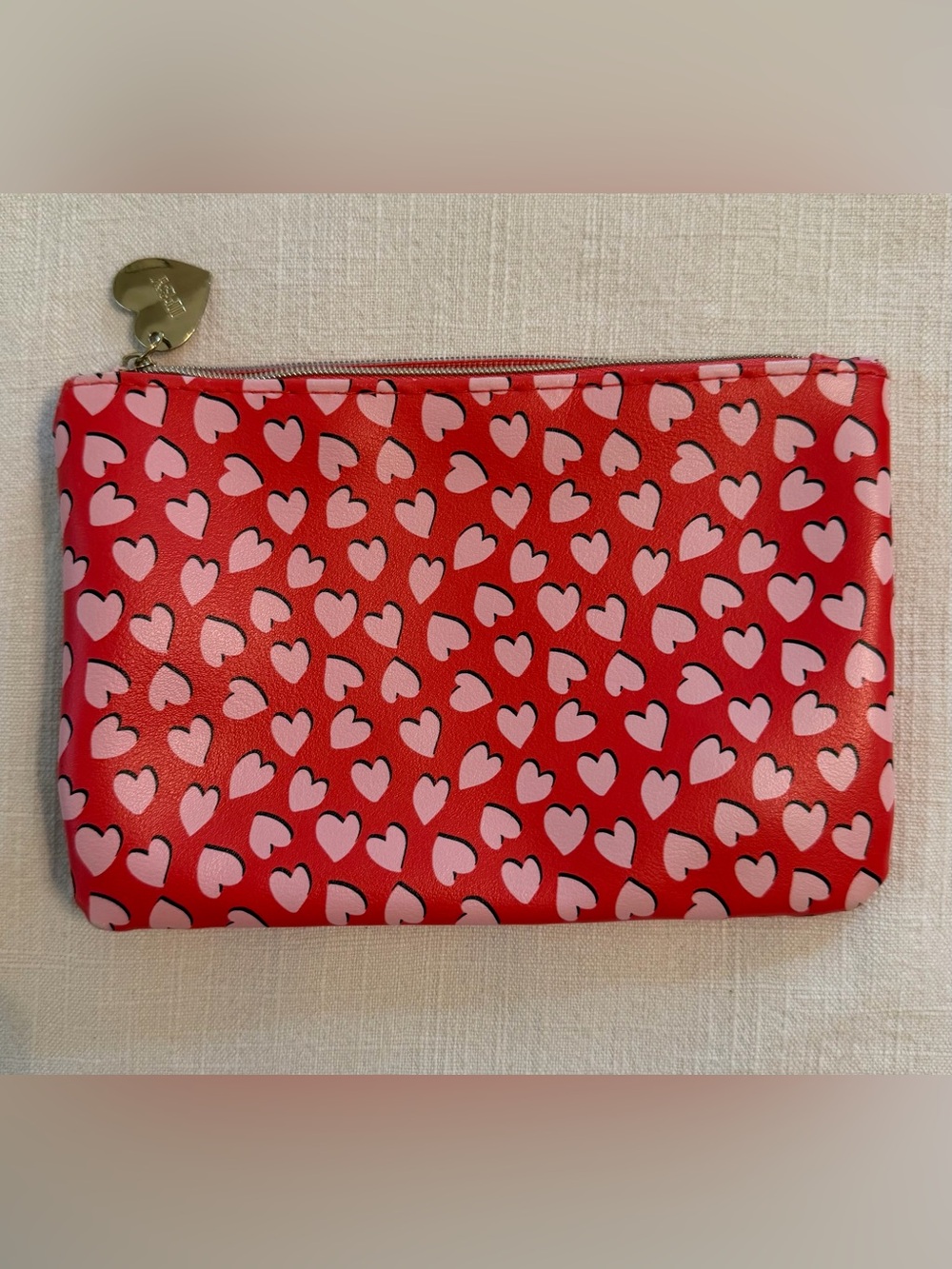 Red and Pink Heart Print IPSY Pouch